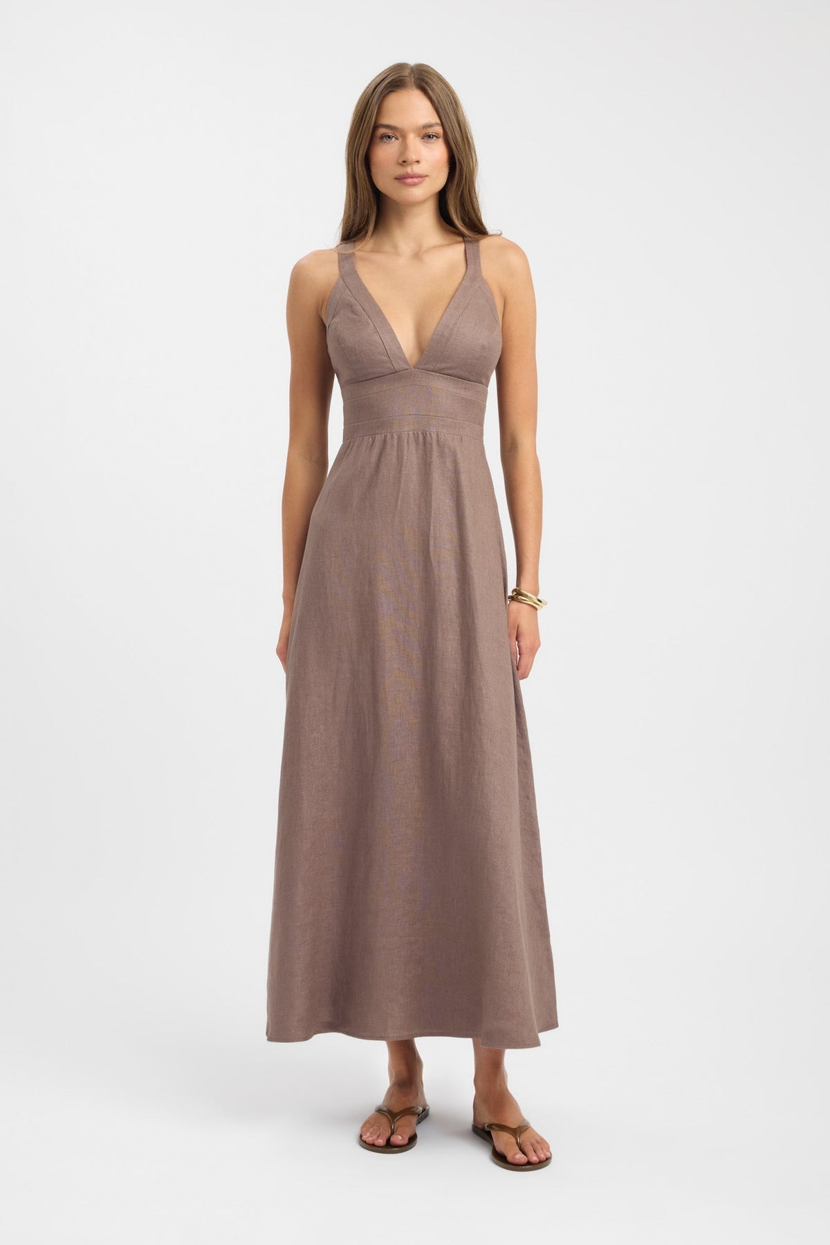 Palm Vee Maxi Dress